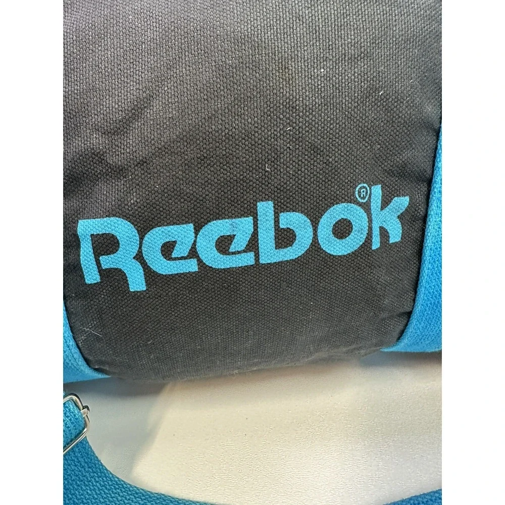 RARE‎ Y2K Reebok Black Cotton Denim Gym Duffle 90s Teal Blue READ DESCRIPTION
